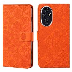 Custodia per telefono in pelle con motivo in rilievo in stile etnico per Honor 200 (arancione)