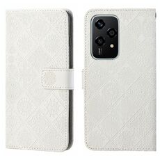 Custodia per telefono in pelle con motivo in rilievo in stile etnico globale per Honor 200 Lite (bianca)