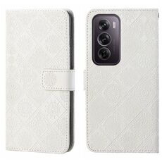 Per OPPO Reno12 Pro Custodia per telefono in pelle con motivo in rilievo in stile etnico globale (bianco)