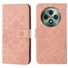 Per OPPO Reno12 F Global Ethnic Style Custodia in pelle con motivo in rilievo (rosa)