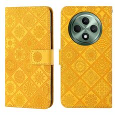Per OPPO Reno12 F Global Ethnic Style Custodia in pelle con motivo in rilievo (giallo)