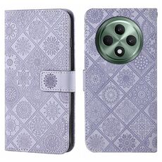 Per OPPO Reno12 F Global Ethnic Style Custodia in pelle con motivo in rilievo (viola)