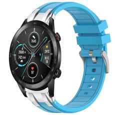 Per Honor Magic Watch 2 42mm 20mm Quick Release Silver Buckle Royal Silicone Watch Band (Blu cielo)