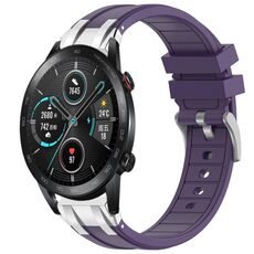 Per Honor Magic Watch 2 42mm 20mm Quick Release Fibbia Argentata Cinturino Orologio in Silicone Reale (Viola)