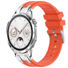 Per Huawei Watch GT4 46mm 22mm Quick Release Silver Buckle Royal Silicone Watch Band (Arancione)