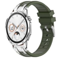 Per Huawei Watch GT4 46mm 22mm Quick Release Silver Buckle Royal Silicone Watch Band (verde oliva)