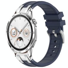 Per Huawei Watch GT4 46mm 22mm Quick Release Silver Buckle Royal Silicone Watch Band (Blu Navy)