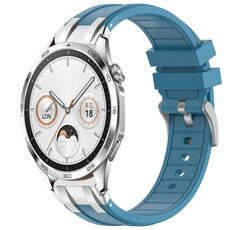 Per Huawei Watch GT4 46mm 22mm Quick Release Silver Buckle Royal Silicone Watch Band (blu mare)