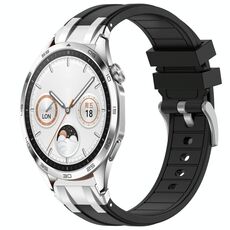 Per Huawei Watch GT4 46mm 22mm Quick Release Silver Buckle Royal Silicone Watch Band (Nero)
