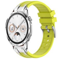 Per Huawei Watch GT4 46mm 22mm Quick Release Silver Buckle Royal Silicone Watch Band (Vital Yellow)
