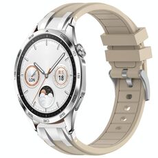 Per Huawei Watch GT4 46mm 22mm Quick Release Silver Buckle Royal Silicone Watch Band (Starlight)