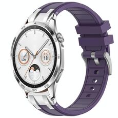 Per Huawei Watch GT4 46mm 22mm Quick Release Silver Buckle Royal Silicone Watch Band (Viola)