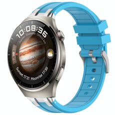 Per Huawei Watch 4 Pro 22mm Quick Release Silver Buckle Royal Silicone Watch Band (Celeste)