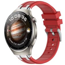 Per Huawei Watch 4 22mm Quick Release Silver Buckle Royal Silicone Watch Band (Rosso)