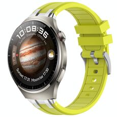 Per Huawei Watch 4 22mm Quick Release Silver Buckle Royal Silicone Watch Band (Vital Yellow)
