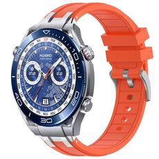 Per Huawei Watch Ultimate 22mm Quick Release Silver Buckle Royal Silicone Watch Band (Arancione)