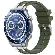 Per Huawei Watch Ultimate 22mm Quick Release Silver Buckle Royal Silicone Watch Band (verde oliva)