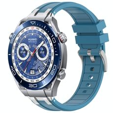 Per Huawei Watch Ultimate 22mm Quick Release Silver Buckle Royal Silicone Watch Band (blu mare)