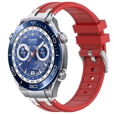 Per Huawei Watch Ultimate 22mm Quick Release Silver Buckle Royal Silicone Watch Band (Rosso)