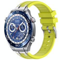 Per Huawei Watch Ultimate 22mm Quick Release Silver Buckle Royal Silicone Watch Band (Vital Yellow)