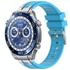 Per Huawei Watch Ultimate 22mm Quick Release Silver Buckle Royal Silicone Watch Band (Celeste)