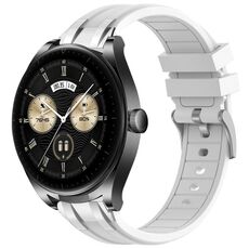 Per Huawei Watch Buds 22mm Quick Release Silver Buckle Royal Silicone Watch Band (Bianco)