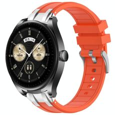 Per Huawei Watch Buds 22mm Quick Release Silver Buckle Royal Silicone Watch Band (Arancione)