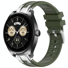 Per Huawei Watch Buds 22mm Quick Release Silver Buckle Royal Silicone Watch Band (verde oliva)