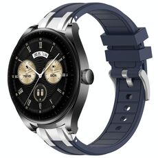 Per Huawei Watch Buds 22mm Quick Release Silver Buckle Royal Silicone Watch Band (blu navy)