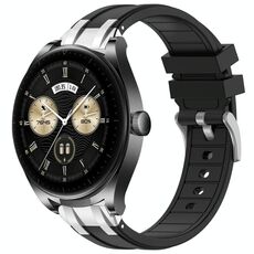 Per Huawei Watch Buds 22mm Quick Release Silver Buckle Royal Silicone Watch Band (Nero)