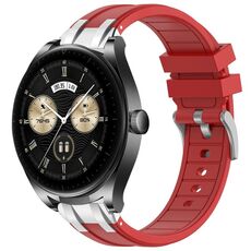Per Huawei Watch Buds 22mm Quick Release Silver Buckle Royal Silicone Watch Band (Rosso)