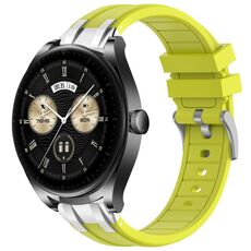 Per Huawei Watch Buds 22mm Quick Release Silver Buckle Royal Silicone Watch Band (Vital Yellow)