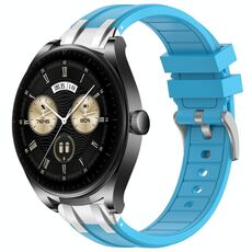 Per Huawei Watch Buds 22mm Quick Release Silver Buckle Royal Silicone Watch Band (Celeste)