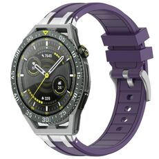 Per Huawei Watch GT3 SE 22mm Quick Release Fibbia Argento Cinturino Orologio Silicone Reale (Viola)