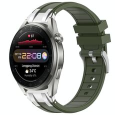 Per Huawei Watch3 Pro Nuovo cinturino in silicone Royal con fibbia argentata a sgancio rapido da 22 mm (verde oliva)