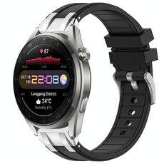 Per Huawei Watch3 Pro Nuovo cinturino in silicone Royal con fibbia argentata a sgancio rapido da 22 mm (nero)