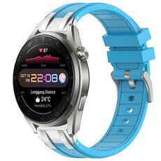 Per Huawei Watch3 Pro Nuovo cinturino in silicone Royal con fibbia argentata a sgancio rapido da 22 mm (azzurro cielo)