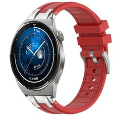 Per Huawei Watch GT3 Pro 46mm 22mm Quick Release Silver Buckle Royal Silicone Watch Band (Rosso)