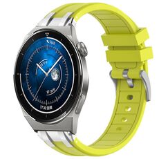 Per Huawei Watch GT3 Pro 46mm 22mm Quick Release Silver Buckle Royal Silicone Watch Band (Vital Yellow)