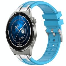 Per Huawei Watch GT3 Pro 46mm 22mm Quick Release Silver Buckle Royal Silicone Watch Band (Celeste)