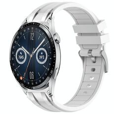 Per Huawei Watch GT3 46mm 22mm Quick Release Silver Buckle Royal Silicone Watch Band (Bianco)