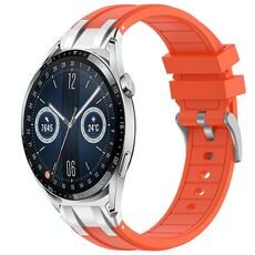 Per Huawei Watch GT3 46mm 22mm Quick Release Silver Buckle Royal Silicone Watch Band (Arancione)