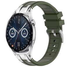Per Huawei Watch GT3 46mm 22mm Quick Release Silver Buckle Royal Silicone Watch Band (verde oliva)
