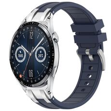 Per Huawei Watch GT3 46mm 22mm Quick Release Silver Buckle Royal Silicone Watch Band (Blu Navy)
