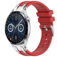 Per Huawei Watch GT3 46mm 22mm Quick Release Silver Buckle Royal Silicone Watch Band (Rosso)