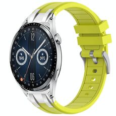 Per Huawei Watch GT3 46mm 22mm Quick Release Silver Buckle Royal Silicone Watch Band (Vital Yellow)