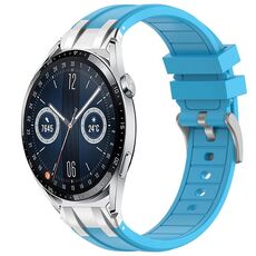Per Huawei Watch GT3 46mm 22mm Quick Release Silver Buckle Royal Silicone Watch Band (Celeste)