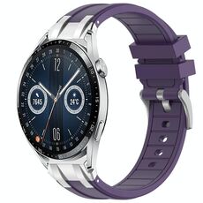 Per Huawei Watch GT3 46mm 22mm Quick Release Silver Buckle Royal Silicone Watch Band (Viola)