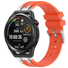 Per Huawei Watch GT Runner 22mm Quick Release Silver Buckle Royal Silicone Watch Band (Arancione)