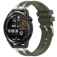 Per Huawei Watch GT Runner 22mm Quick Release Silver Buckle Royal Silicone Watch Band (verde oliva)